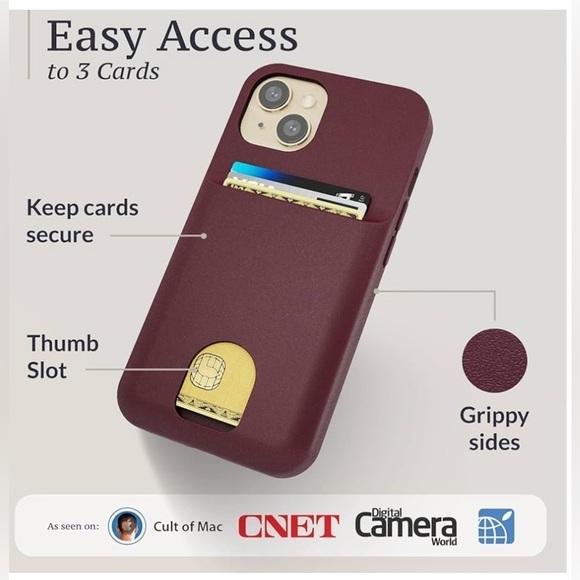 LUPA LEGACY IPHONE 14 CASE WITH WALLET HOLDER WALLET CASE BURGUNDY NEW - Picture 2 of 5